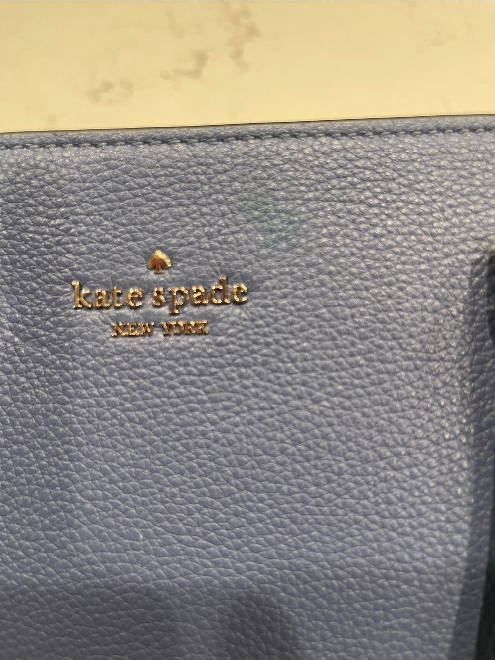 kate spade navy pebbled leather tote with gold logo - Picture 4 of 14